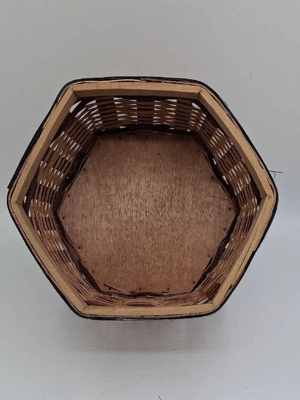 Vintage Woven Hexagonal Nesting Basket Set - Natural, Red, Blue